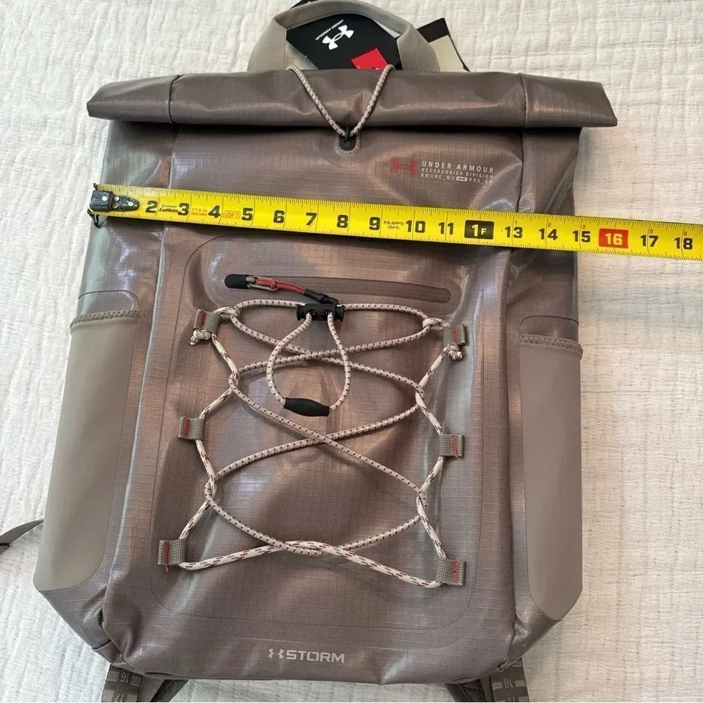 $200 Under Armour Storm Backpack Summit Brown Waterproof Roll Top Magnetic Close